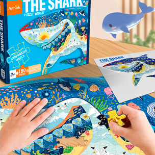 Puzzle di cartone con 128 pezzi. Design Squalo.