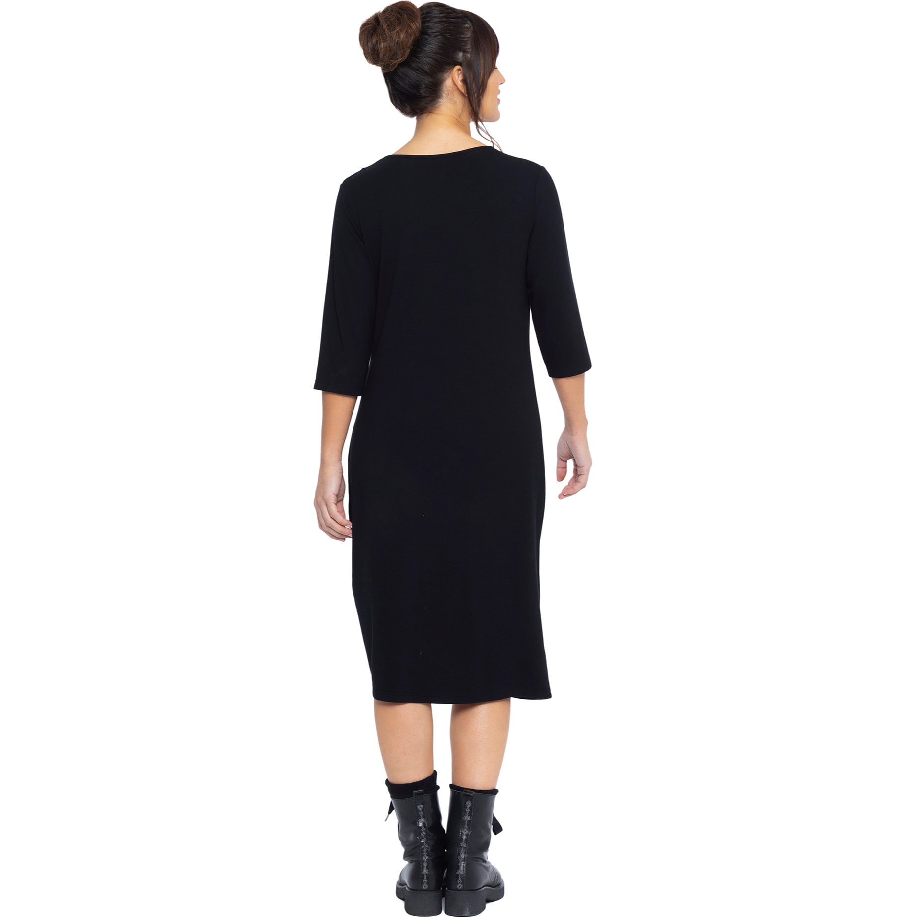 Mamatayoe Vestido Monólogo Para Mujer, Manga Tres Cuartos, Escote Redondo, Negro