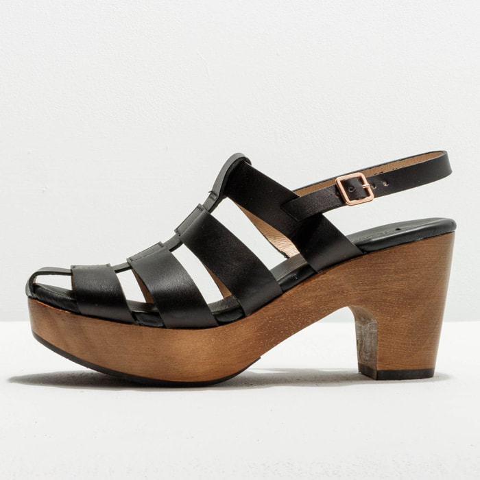 Sandalias con tacón S3271 RESTORED SKIN EBONY/ ST.LAURENT SANDAL color Ebony