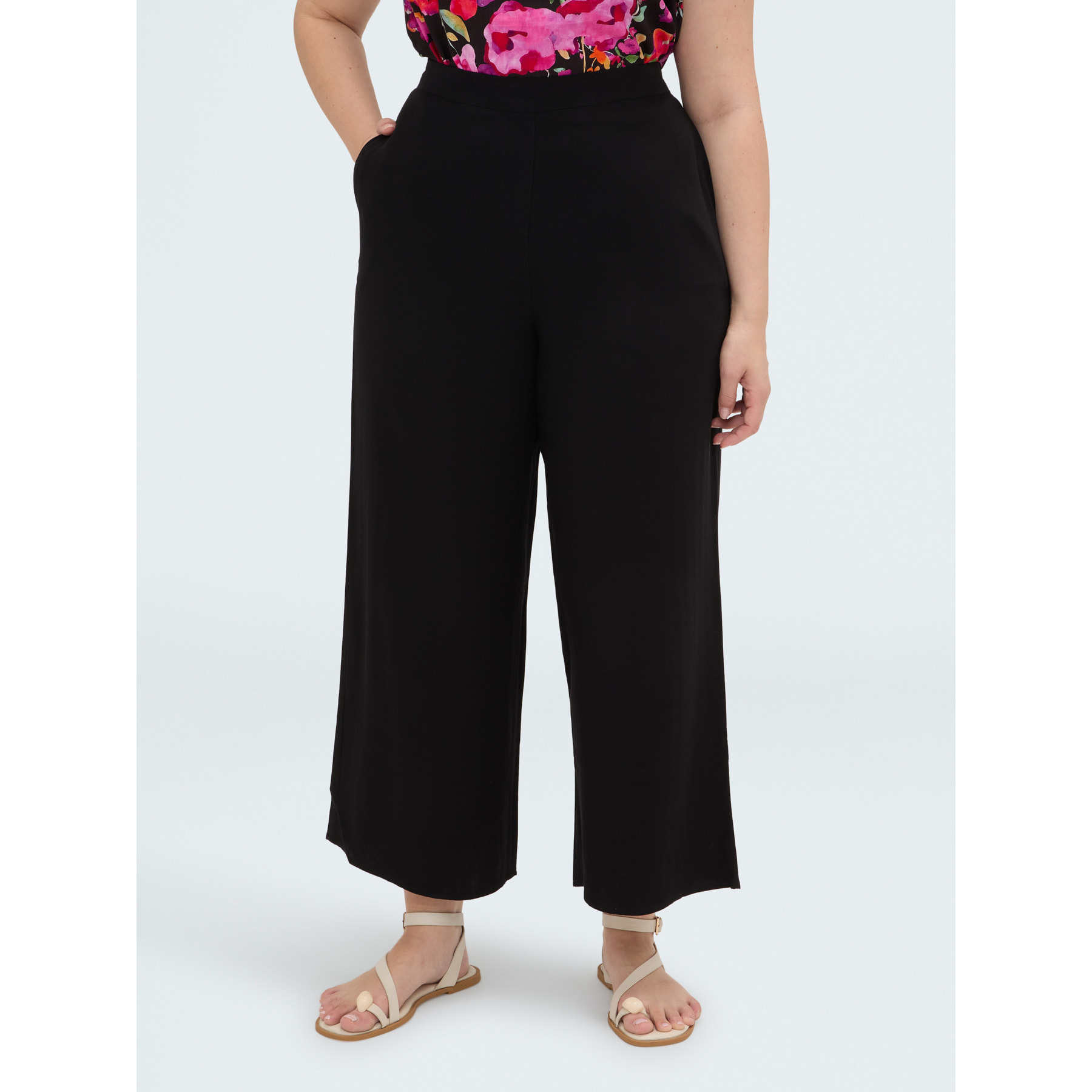 Fiorella Rubino - Pantaloni wide leg in viscosa - Nero