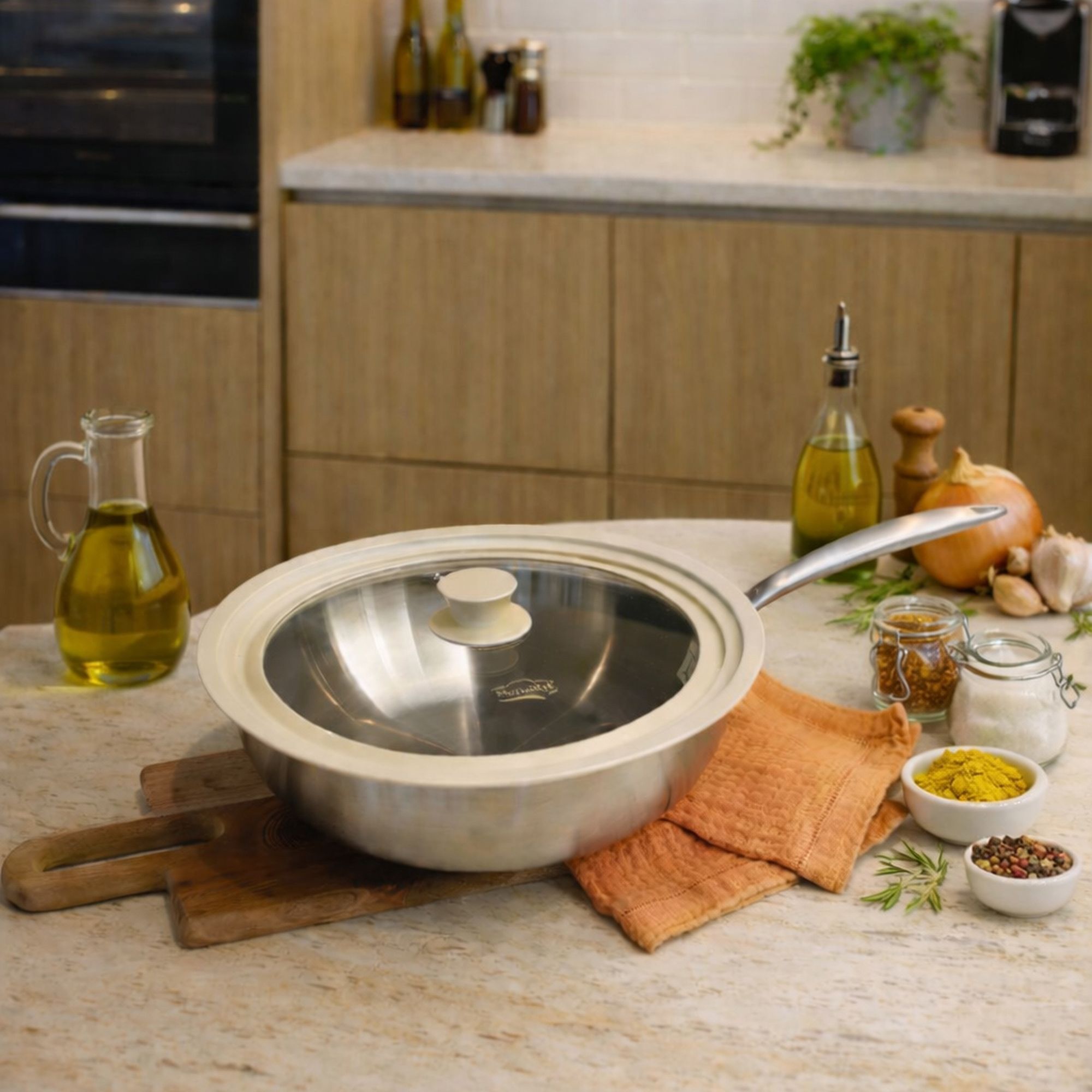 Couvercle multi-taille de 26 cm à 30 cm en verre trempé et silicone