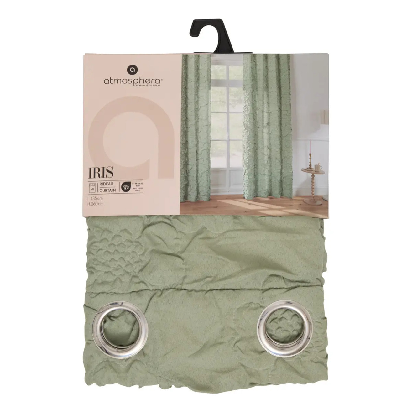 Rideau matelassé Iris 135x260cm vert