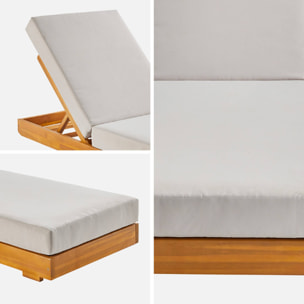 Bain de soleil bois d'acacia multi positions avec roulettes DORINA