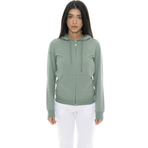 Felpa da donna non garzata con cappuccio e zip Leone Basic