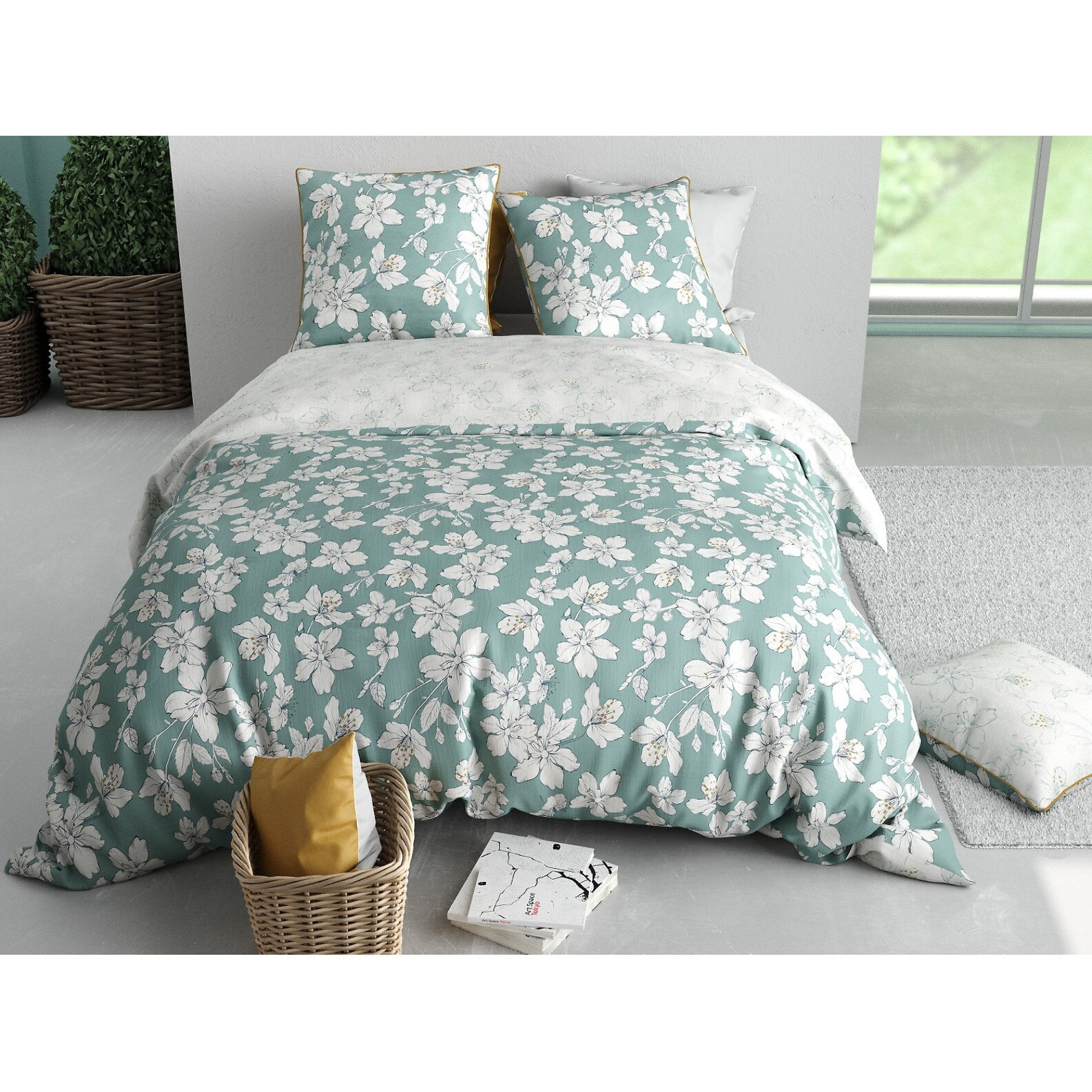 Parure Housse De Couette 3pcs 100% Coton 57 Fils PIA