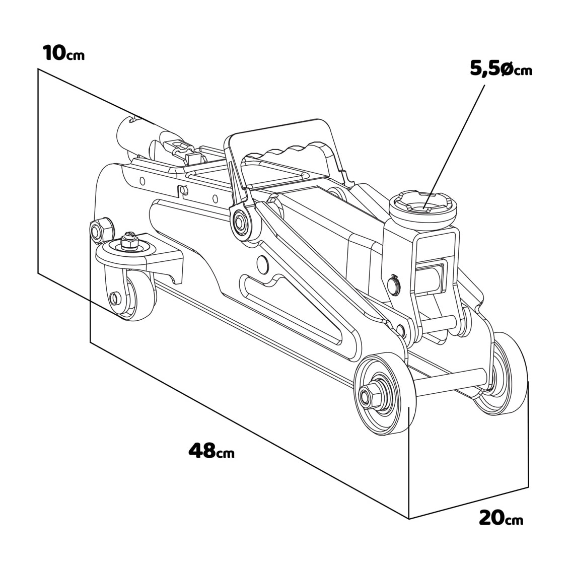 Herk 25 - Cric sollevatore martinetto idraulico per auto, capacità 2,5 t