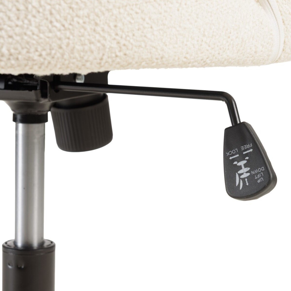 MINA - Chaise de bureau à roulettes en tissu écru dossier arrondi