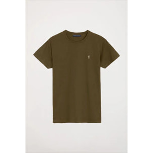 Camiseta básica verde oliva de algodón con logo Rigby Go