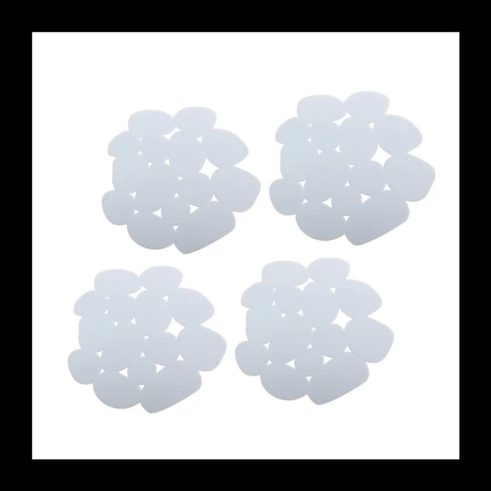 Lot de 4 Tapis antiderapants de douche ou baignoire PVC GALETS 12x13cm Blanc MSV