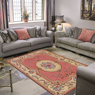 Tappeto Salotto Aubusson Classico Rosa
