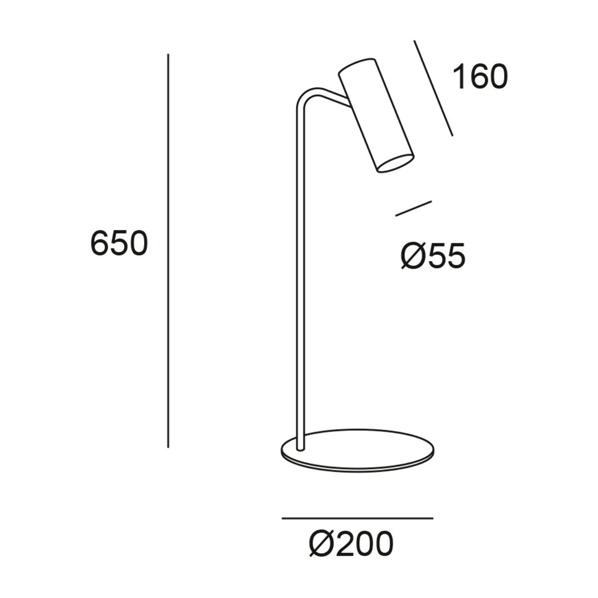 Forlight Meds - Lámpara de Mesa de Metal Minimalista de Color Negro para Bombilla GU10 con Cabezal Orientable para Escritorio