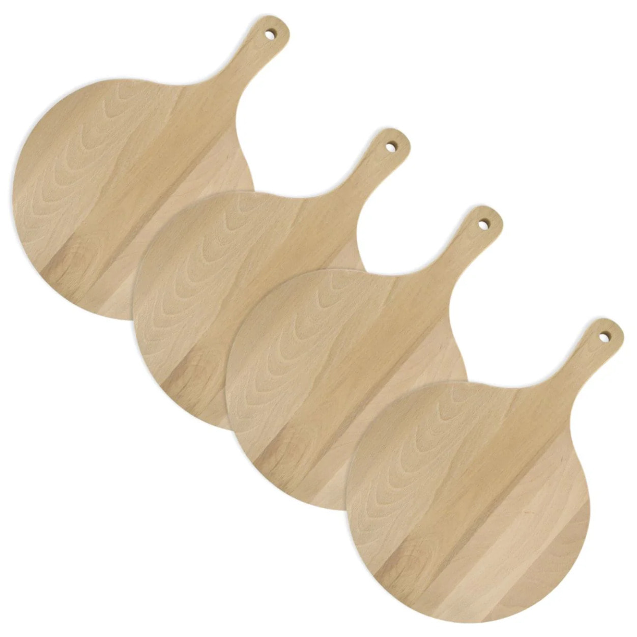 Lot de 4 planches à pizza et tarte flambée en bois 30 cm Fackelmann Pizzas Lovers