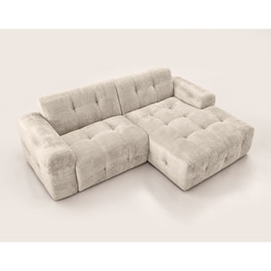 Diane - Canapé d'angle droit 4 places en velours texturé - Beige