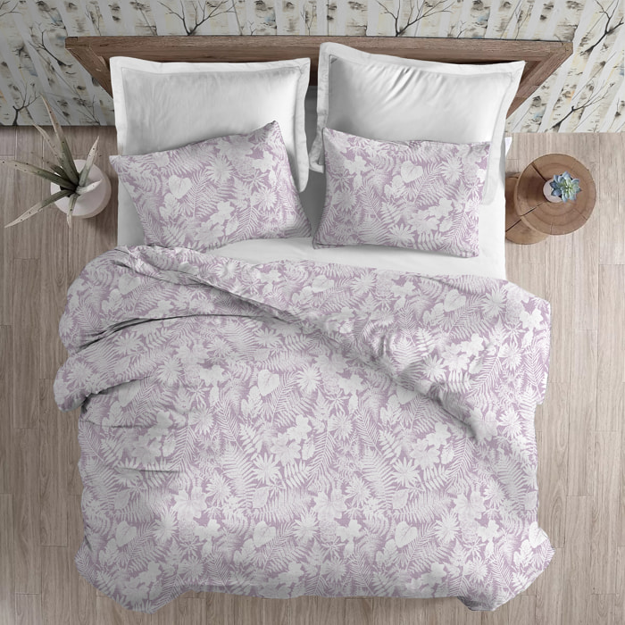 Parure copripiumino flanella clorifilla rosa 100% cotone