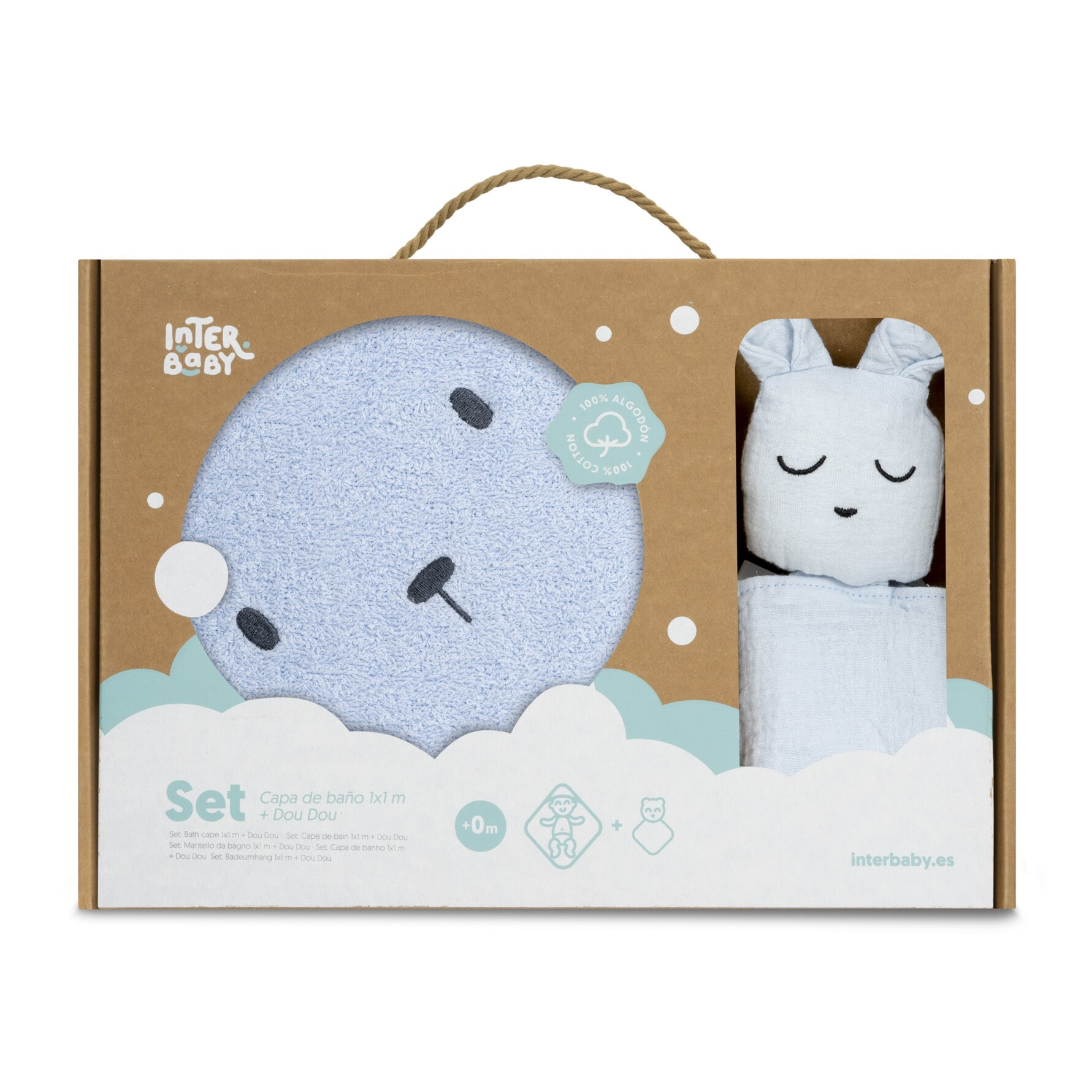 Capa Baño 1X1 Mod Oso+Dudu Muselina Azul