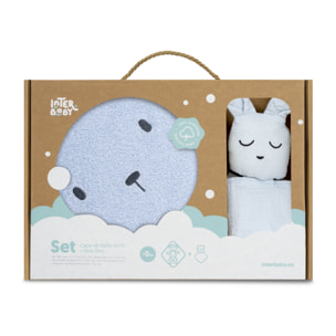 Capa Baño 1X1 Mod Oso+Dudu Muselina Azul