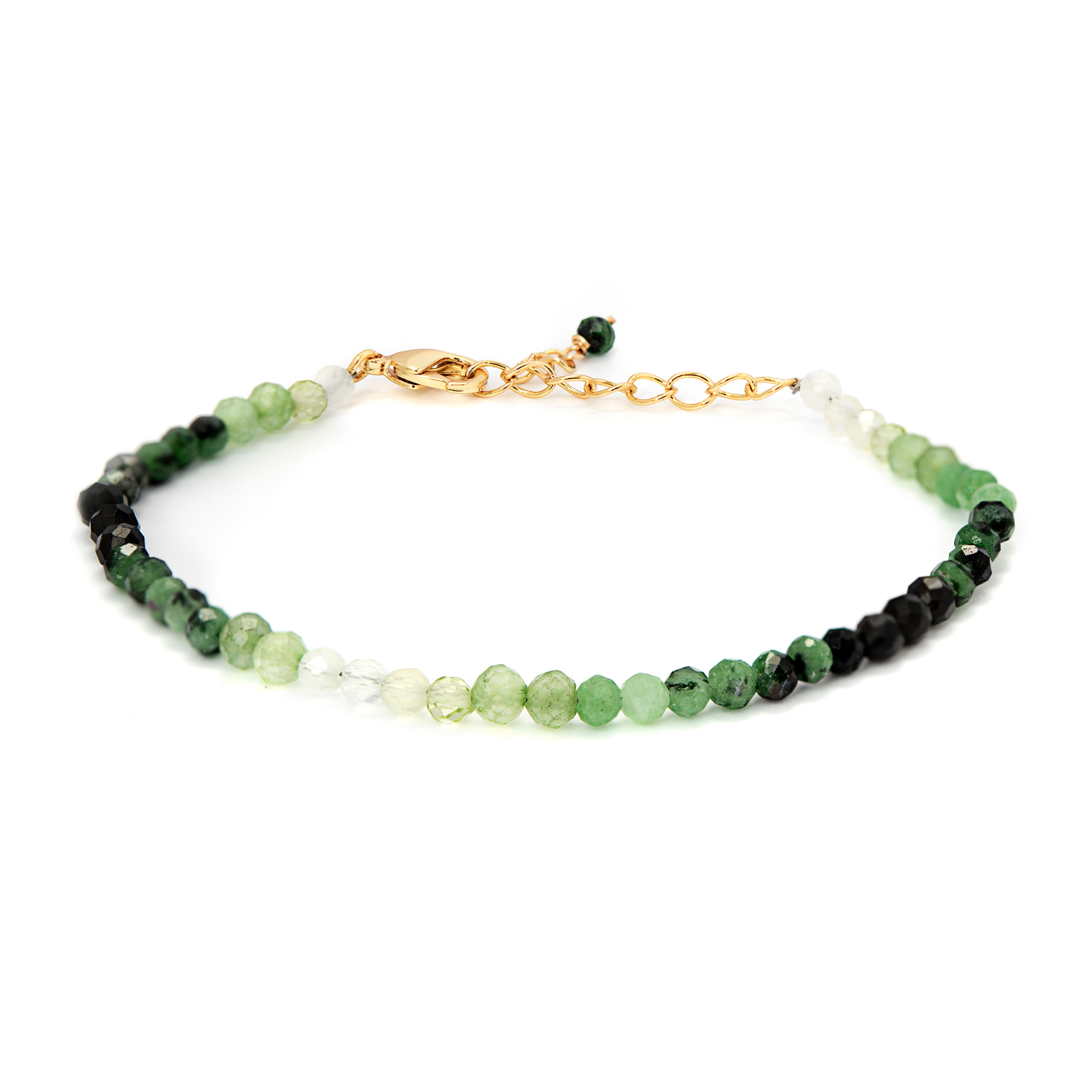 Pulsera de Cristal Verde acabada en oro amarillo de 18K