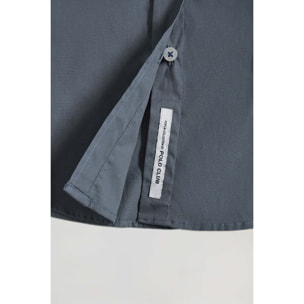 Camicia in popeline Slim Fit blu denim con ricamo Rigby Go