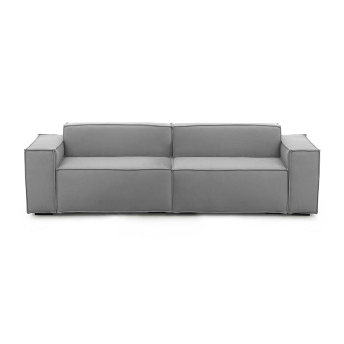 Divano fisso Simona, Divano componibile a 3 posti lineare, 100% Made in Italy, Sofà moderno da soggiorno in tessuto, Cm 260x95h70, Grigio