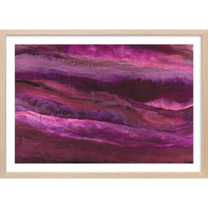 Poster rose horizon Affiche + cadre en bois - Chêne