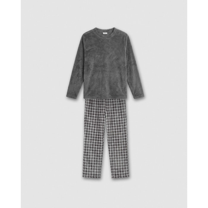 Pijama coral cuadro roberto gris marengo