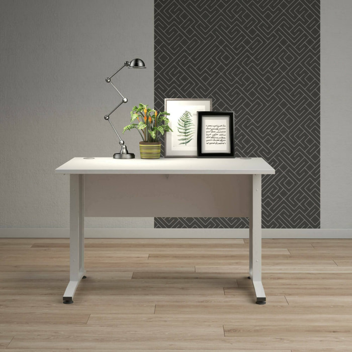 Scrivania Amigos, Scrittoio multiuso, Tavolo per ufficio porta PC, Piano di lavoro, 120x80 h75 cm, Bianco
