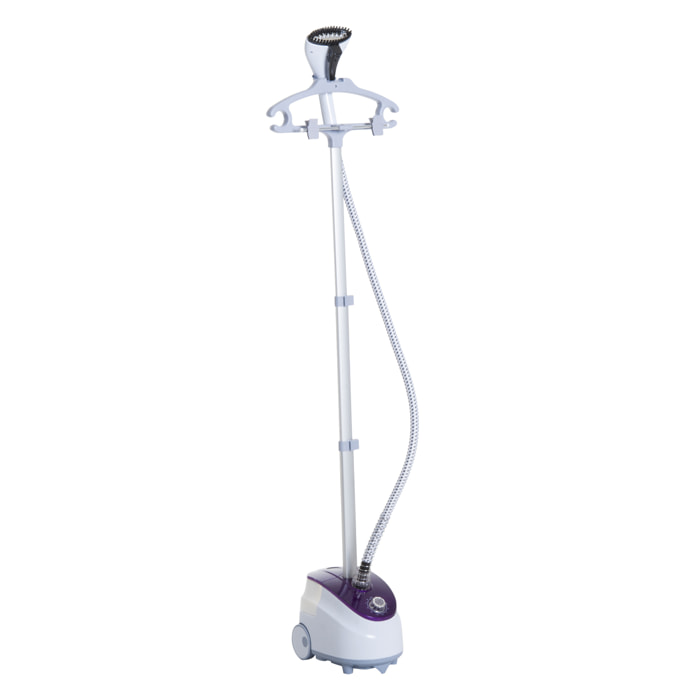 HOMCOM Défroisseur vapeur vertical défroisseur à vêtements 1,8 L 1800 W débit vapeur 30g/min tige telescopique blanc violet