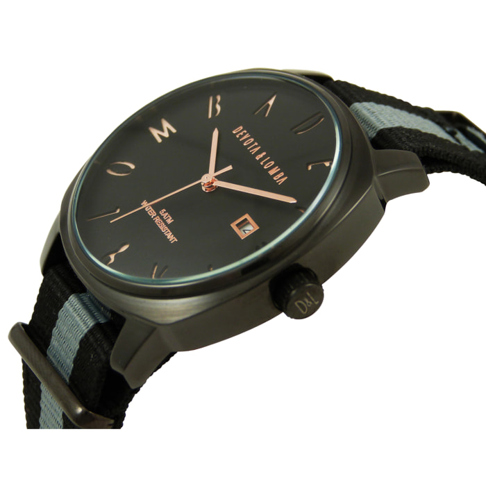 Reloj Devota & Lomba DL008MSPBKGR-04BLACK Mujer Analogico Cuarzo con Correa de Nylon