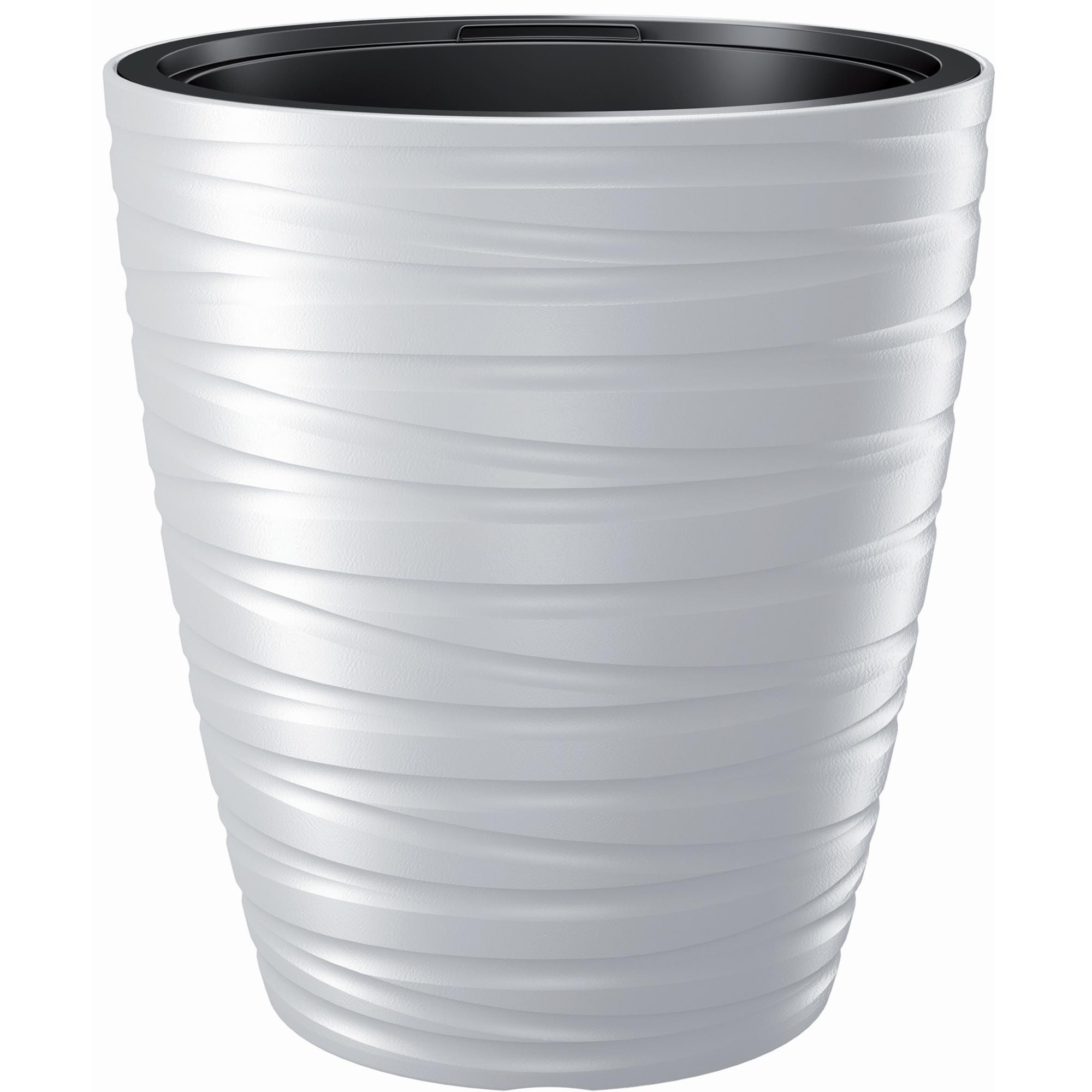 Maceta con deposito 16l maze de plastico en color blanco 29,6 (largo) x 29,6 (ancho) x 32,9 (alto) cm
