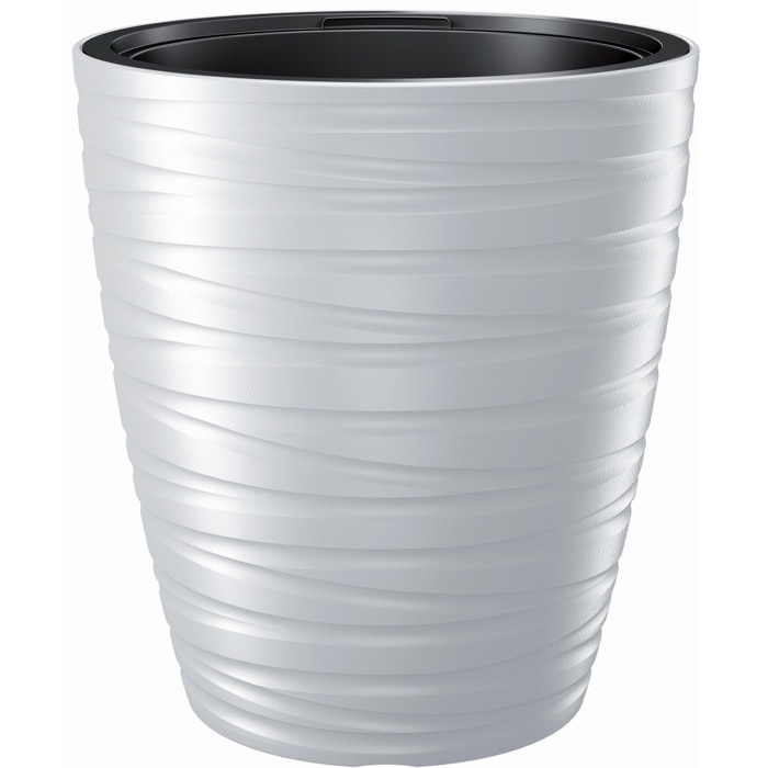 Maceta con deposito 16l maze de plastico en color blanco 29,6 (largo) x 29,6 (ancho) x 32,9 (alto) cm