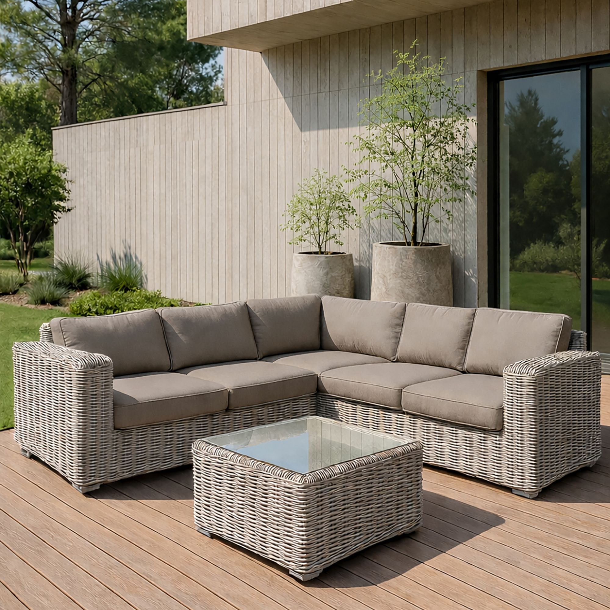 Set de 2 pots ronds en terre d'argile forme haute 40/55cm FARO