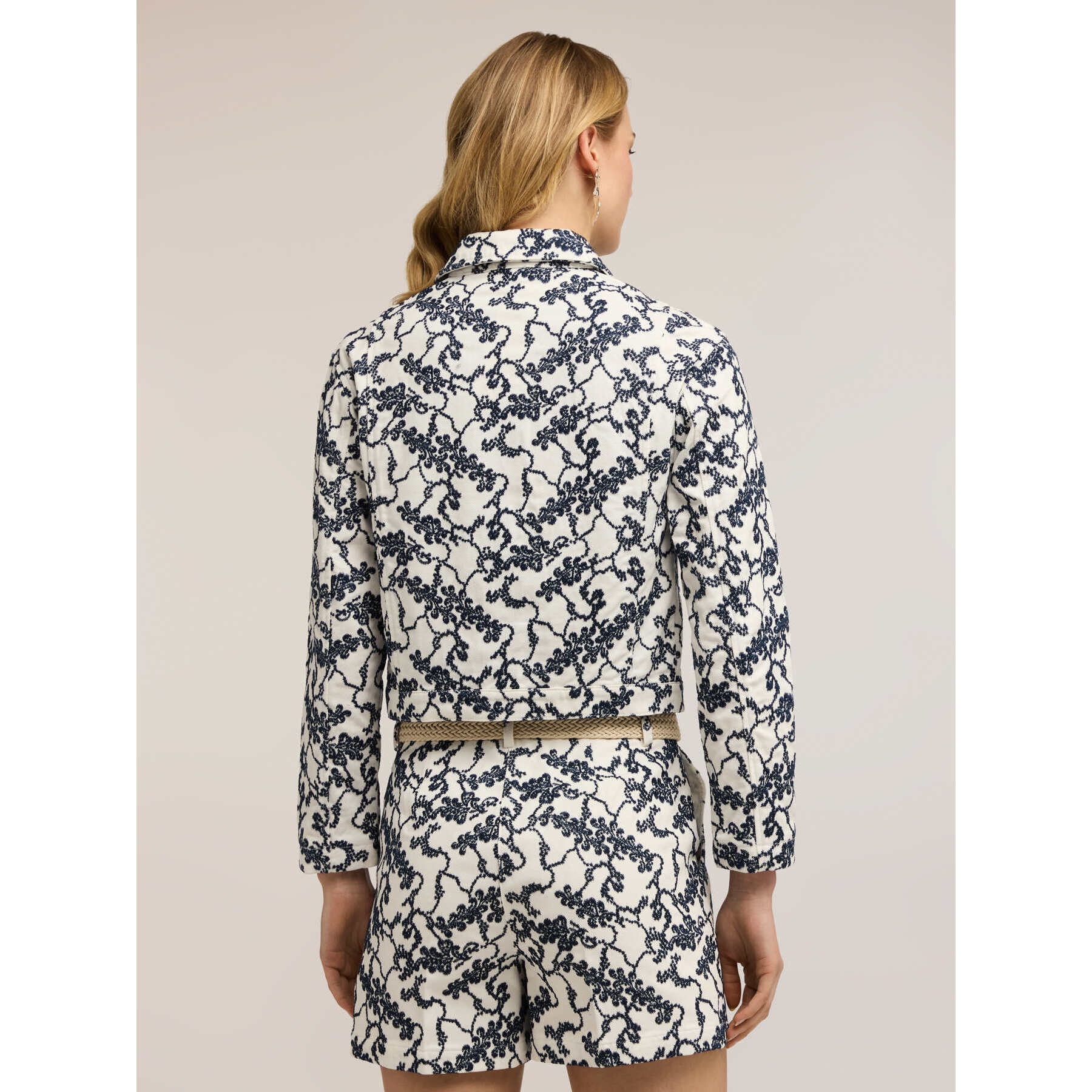 Motivi - Chaqueta de drill con bordado floral - Azul