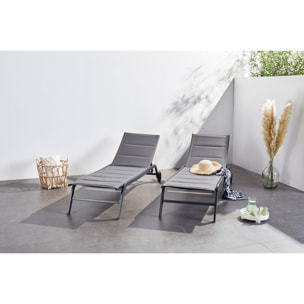 Lot de 2 transats aluminium gris foncé AUCKLAND