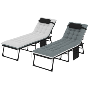 Lot de 2 bains de soleil pliables inclinables avec matelas grand confort