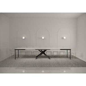 Table extensible 90x160/420 cm Karida Evolution frêne blanc cadre anthracite