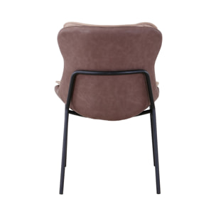 Sedia di design Brady in ecopelle beige e marrone