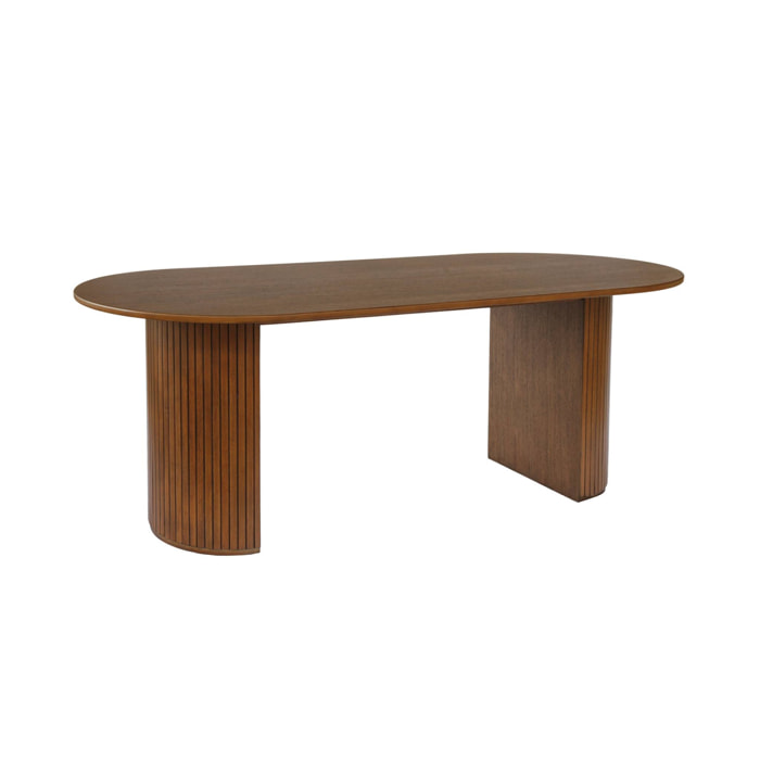 Table à manger oblongue bois d'hévéa et placage chêne 6-8 places ESTEBAN
