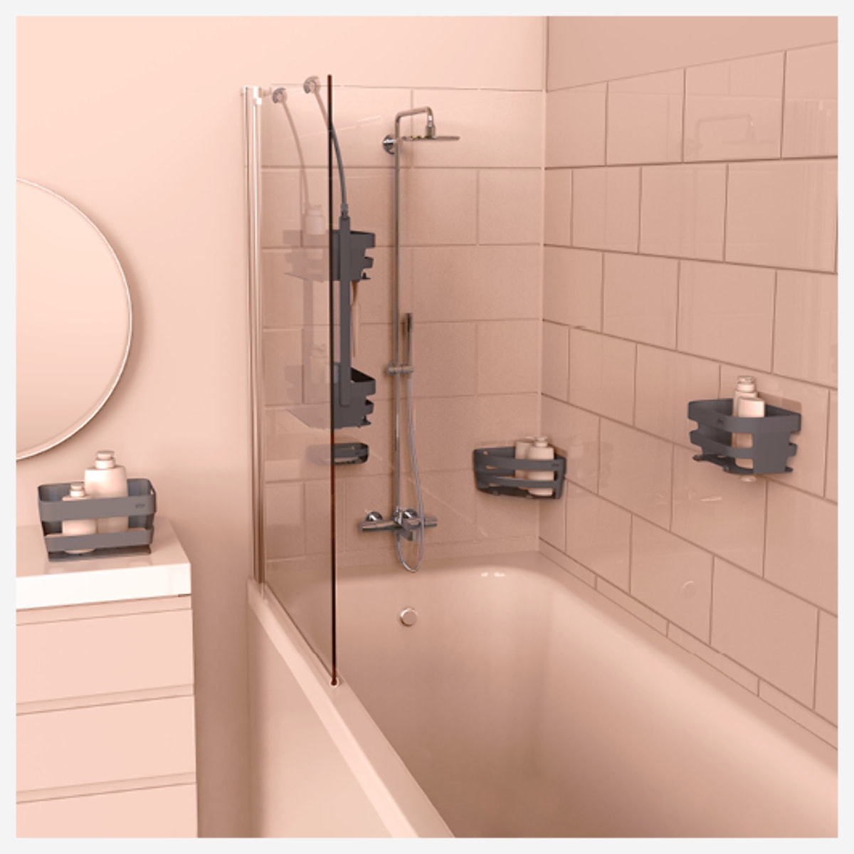 Étagère à ventouses Gris Bath'n store