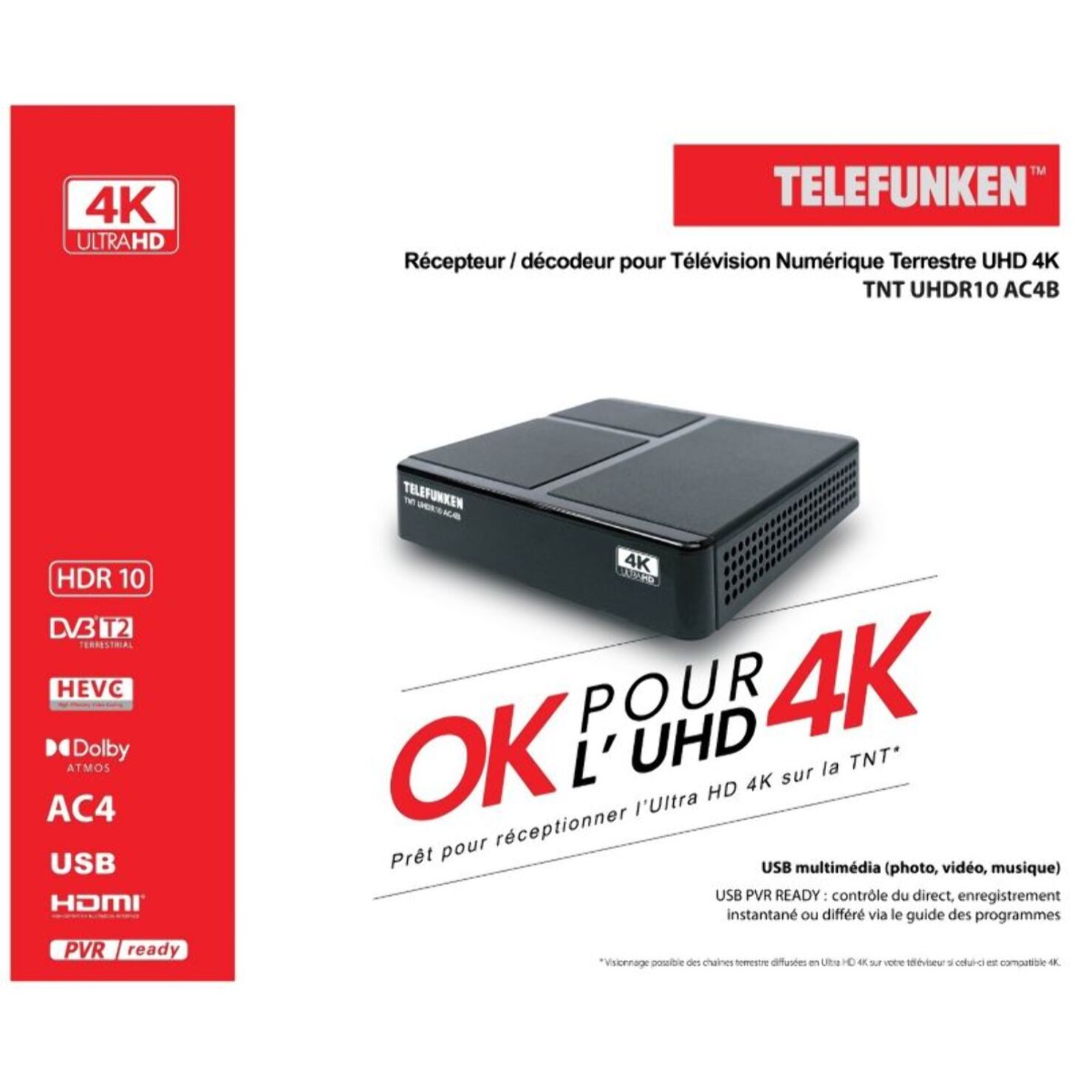 Décodeur TNT TELEFUNKEN TNT Ultra Haute Definition 4K