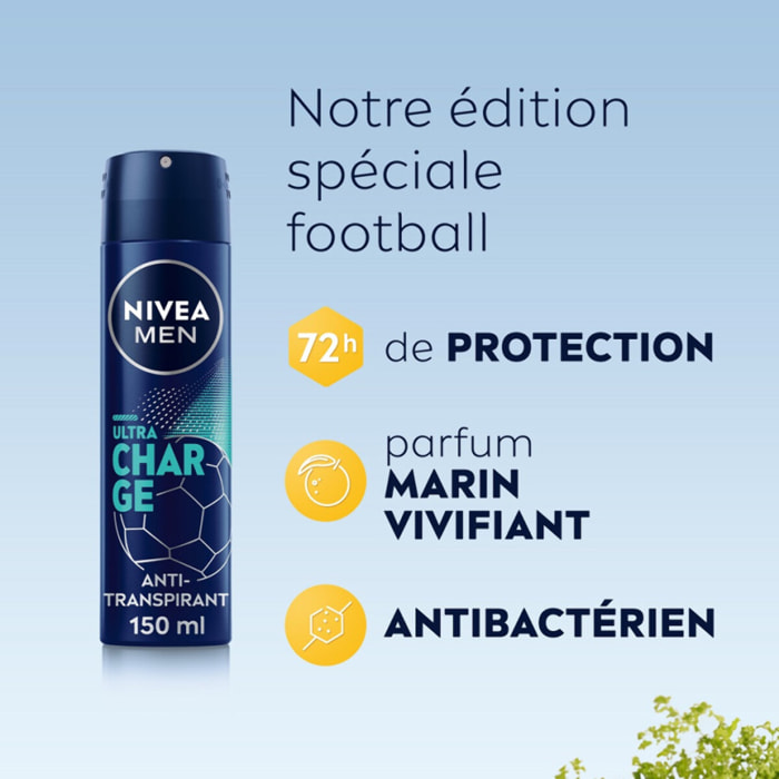 Pack de 6 - Nivea - Déodorant Spray Homme Ultra Charge 72H FOOT 150ml