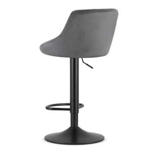 Sgabello da bar girevole OSKAR KAST velluto grigio con base nera