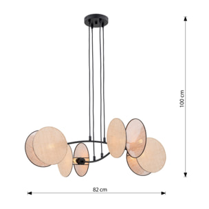 Lampada a sospensione MOTIF in acciaio nero e tessuto beige