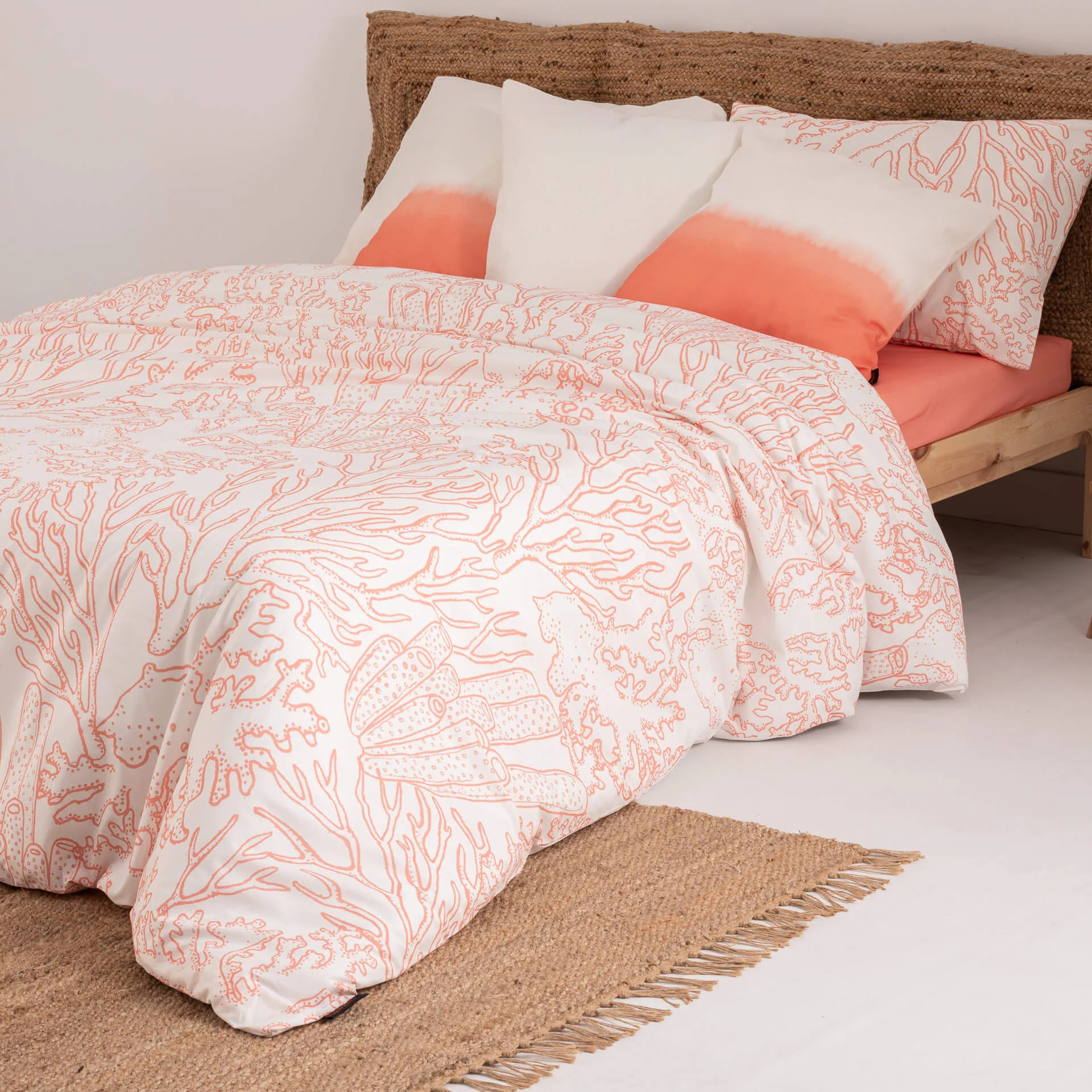 Housse de couette en 100% coton 157 fils Begur Corail