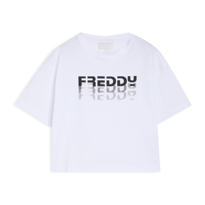 T-shirt Bambina Cropped con Logo FREDDY Degradé