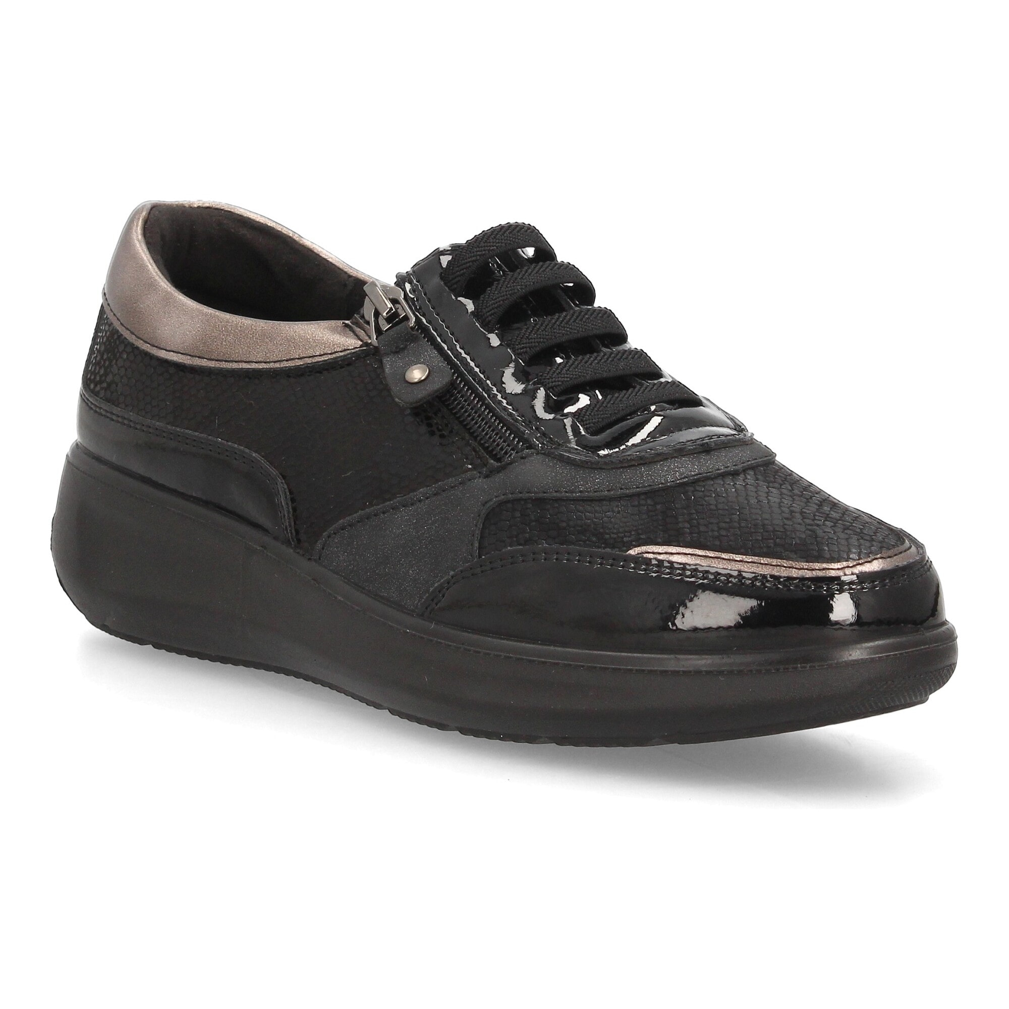 Zapatillas con cordones y cremallera lateral para mujer