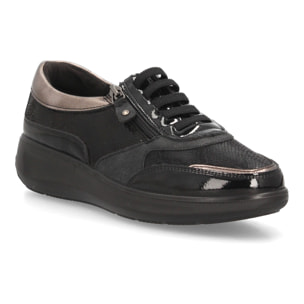 Zapatillas con cordones y cremallera lateral para mujer