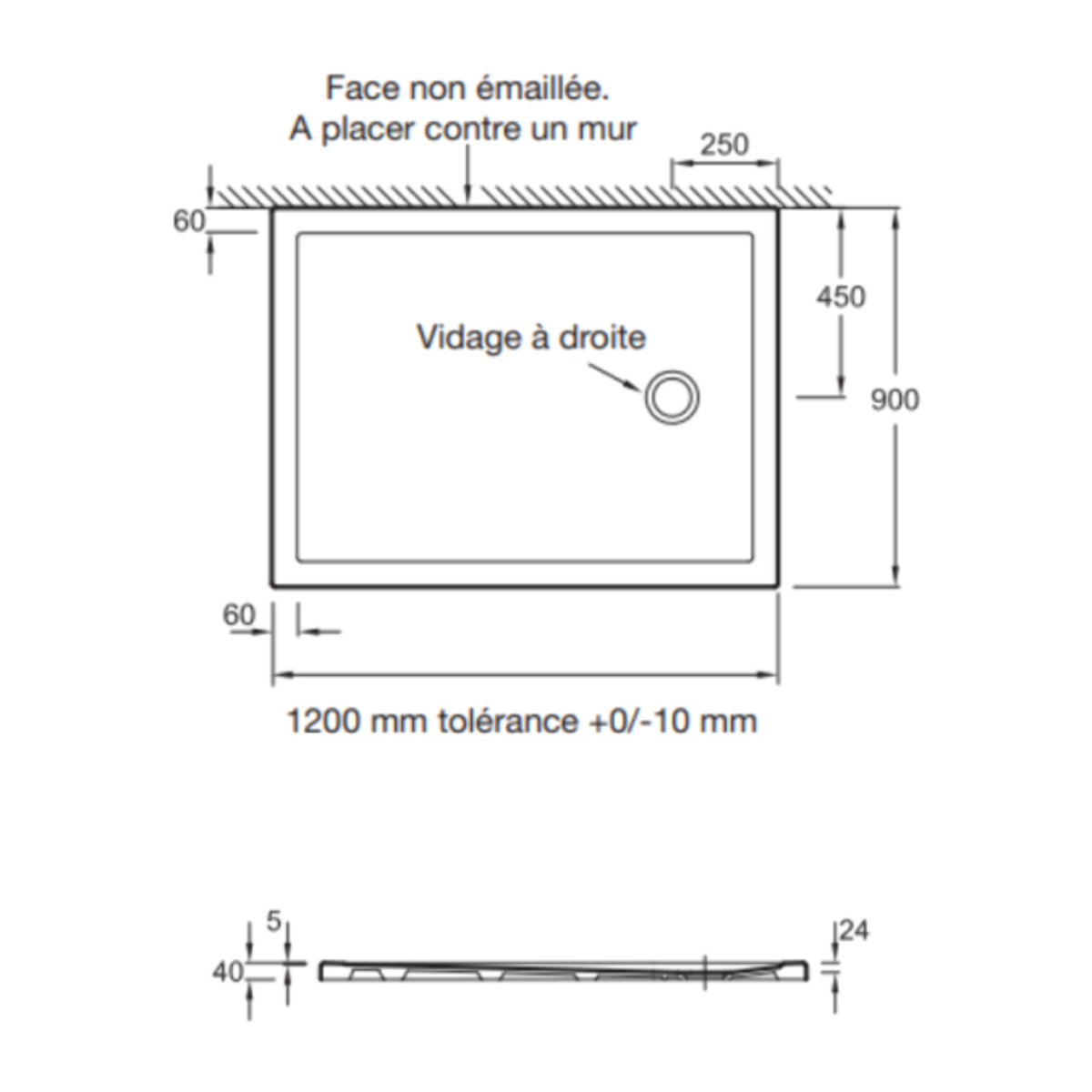 Receveur Gaspard extra plat