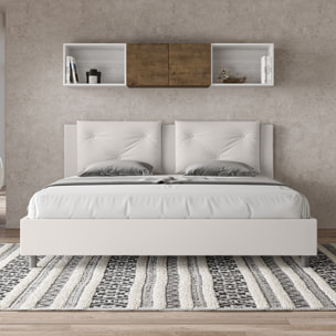Letto matrimoniale king size con rete imbottito 180x190 similpelle bianco Appia