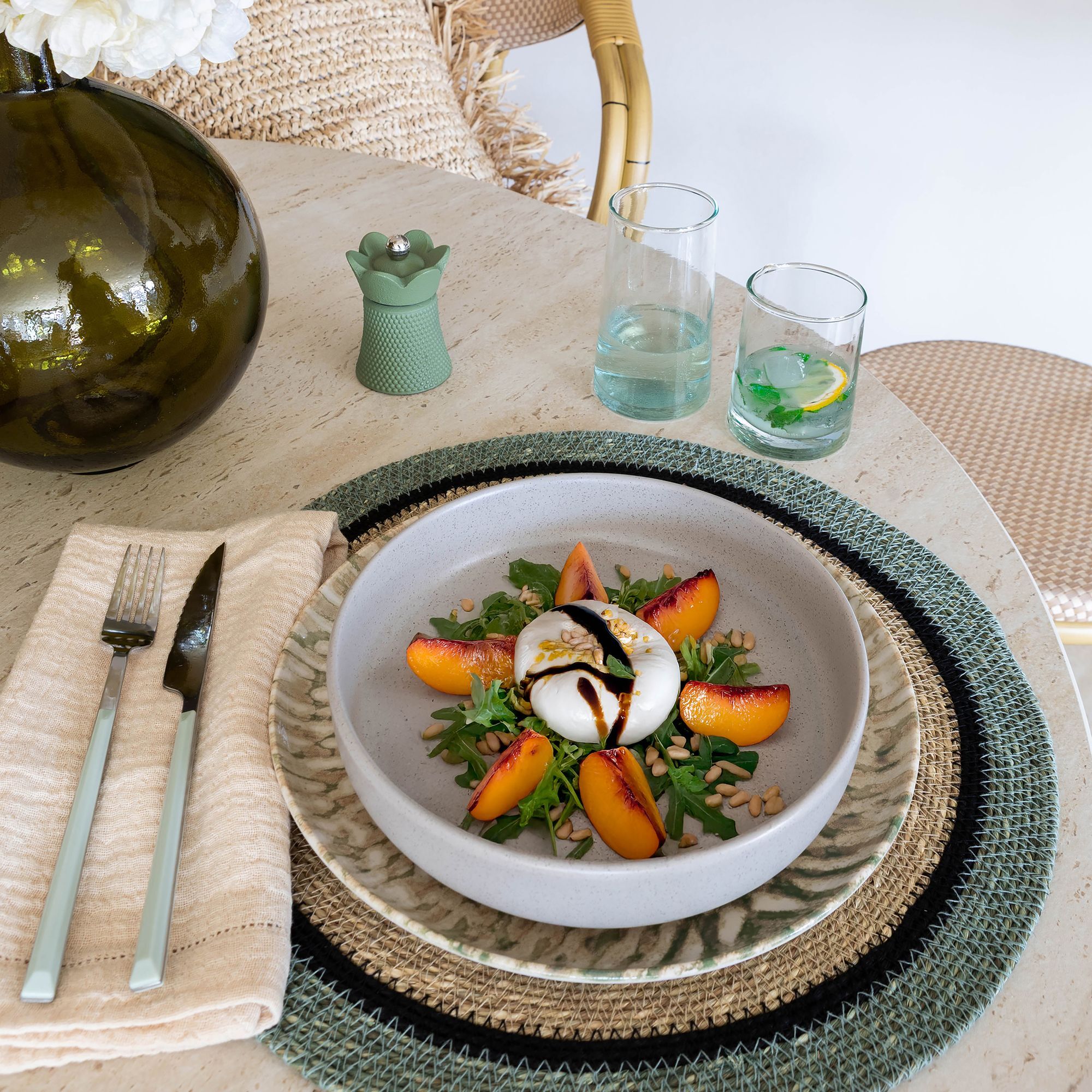 Lot de 6 assiettes creuses gris en grès 20,5cm ARITA