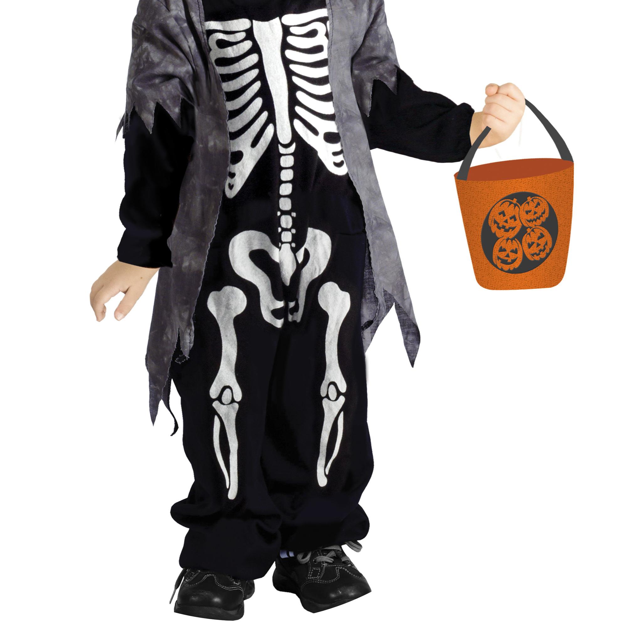 Costume Carnevale Scheletrino Baby Skeleton Borsa Portadolci Nero Bambino